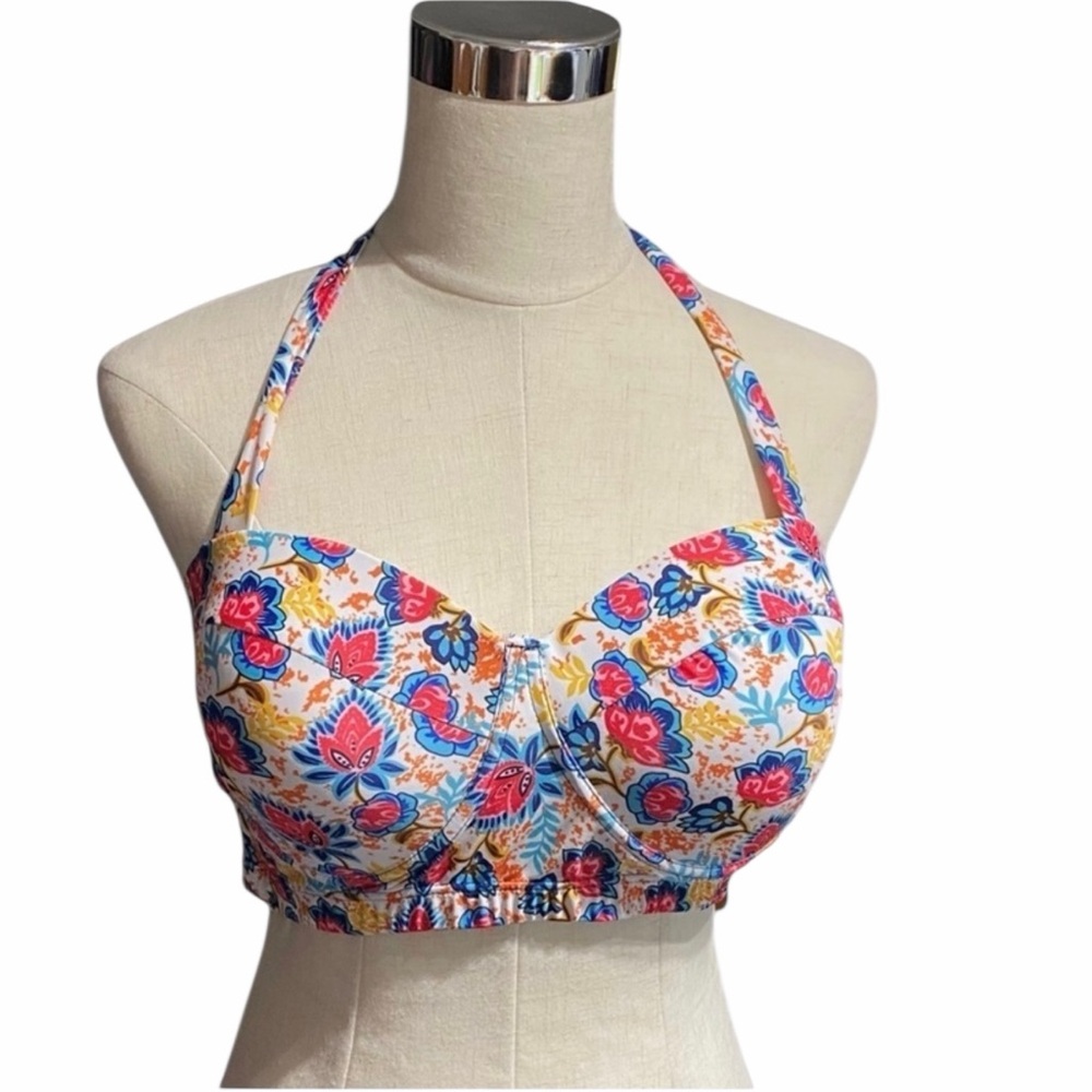 FLORAL Print Halter Style Bikini Top XXXL